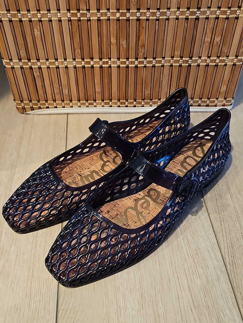 Women’s Navy Blue Mesh Mary Jane Flats - Sam Edelman Michaela Jelly Size 11